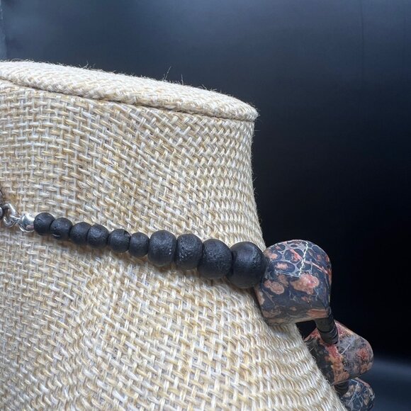 Artisan Leopard Skin and Red Jasper Pendant Necklace - Picture 5 of 7